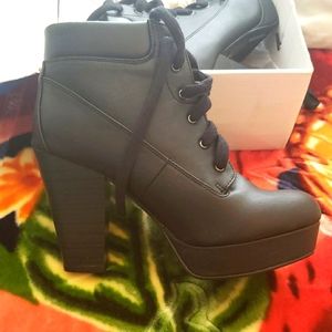 Black lace high heels